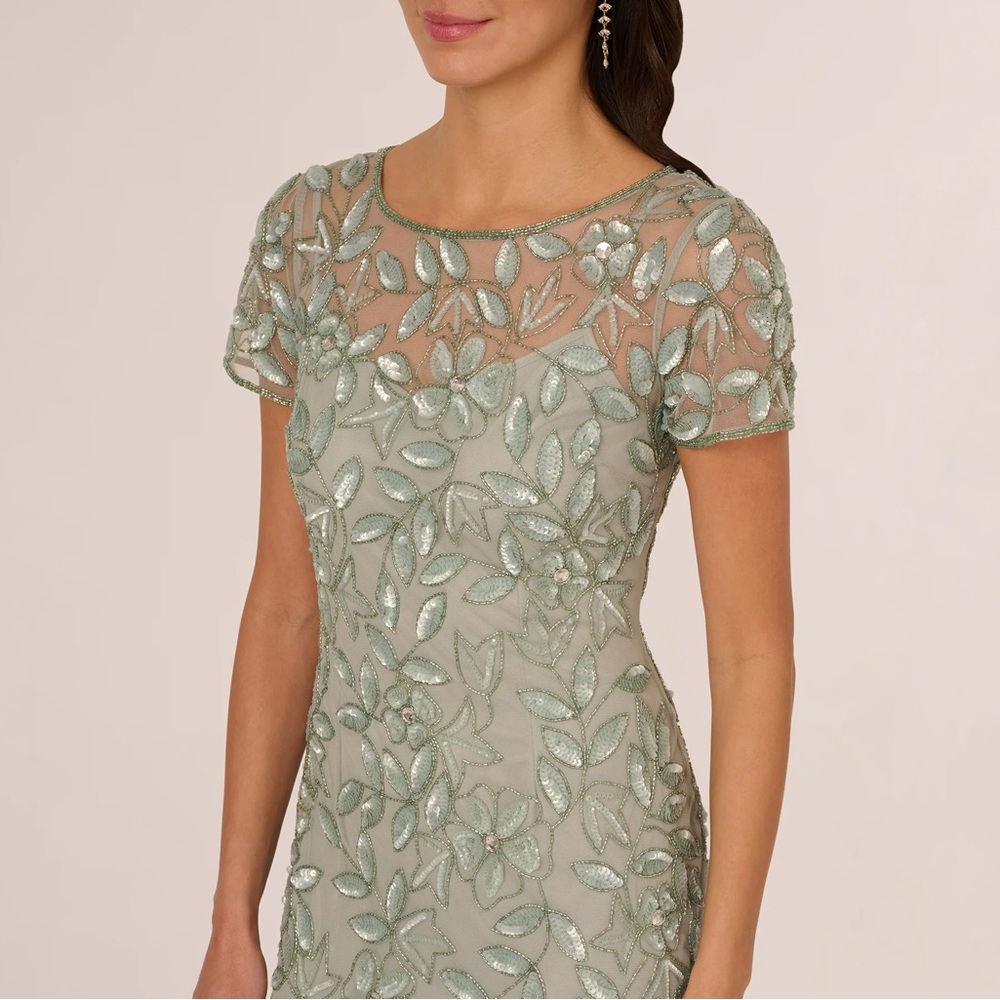 Adrianna Papell Light Sage Green Embellished Maxi Dress - Picture 5 of 8
